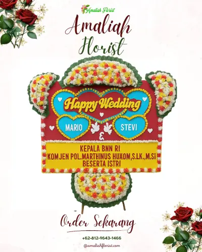 Karangan Papan Bunga Pernikahan di Waringinkurung